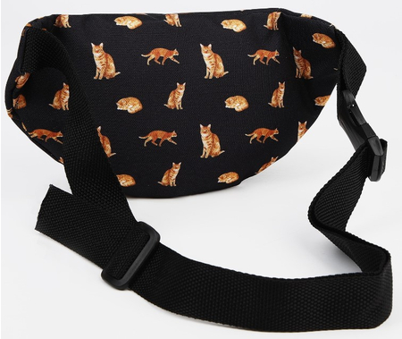 Сумка поясная на молнии Sima-Land, 28*13 см, «Коты», черная