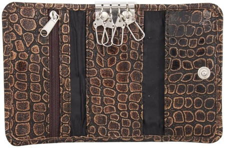 Футляр для ключей «Кинг» 6037, 115*65 мм, 4 крючка, рифленый коричневый (фактура - ассорти)