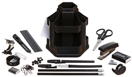 Органайзер настольный Economix поворотный (в коробке), 14 предметов, черный