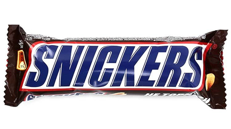 Батончик шоколадный Snickers, 50,5 г, с арахисом, карамелью и нугой