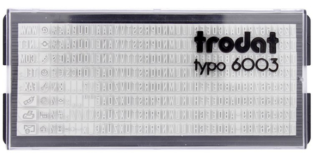 Касса символов для самонаборных штампов Trodat typo 6003, 328 символов, высота 3 мм, шрифт латинский