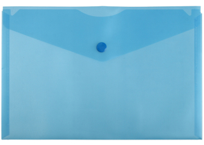 Папка-конверт пластиковая на кнопке «Бюрократ» А5, толщина пластика 0,18 мм, синяя