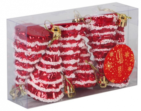 Набор елочных игрушек «Ёлочка праздничная», 6 шт., 3,5*7 см, красные