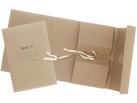 Папка картонная на завязках «Дело» (4 завязки) «Полиграфкомпонент», А4, ширина корешка 120 мм, плотность 620 г/м2, немелованная, серая