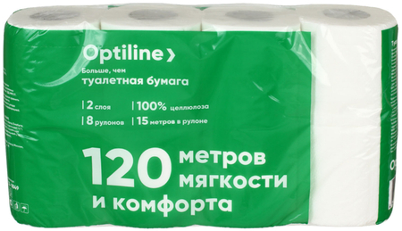 Бумага туалетная Optiline, 8 рулонов, ширина 90 мм, белая Бумага туалетная Optiline, 8 рулонов, ширина 90 мм, белая