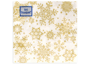 Салфетки бумажные двуслойные Art Bouquet, 20×20 см, 30 шт., «Золотые снежинки»