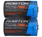 Аккумулятор Robiton, D, HR20, 1.2V, 7000 mAh (2 шт. в упаковке)