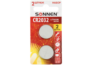 Батарейки литиевые дисковые Sonnen Lithium, CR2032, 3V, 2 шт.