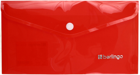 Папка-конверт пластиковая на кнопке Berlingo No Secret С6 (А6), толщина пластика 0,20 мм, красная