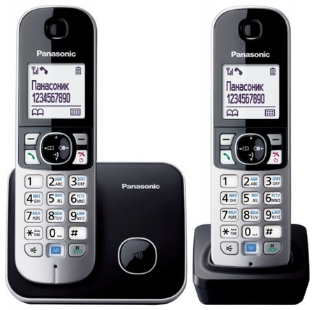 Телефон KX-TG6812RU Panasonic беспроводной (с дополнительной трубкой), черный