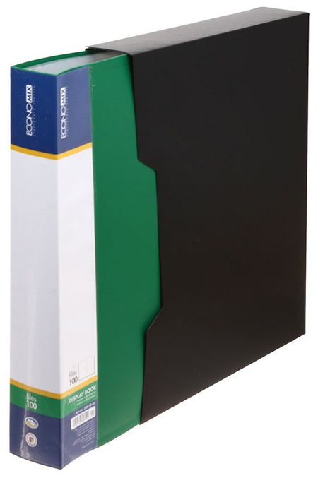 Папка пластиковая на 100 файлов Economix, толщина пластика 0,8 мм, зеленая, в футляре