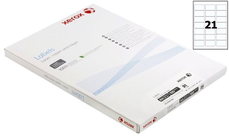 Бумага самоклеящаяся для изготовления этикеток Xerox, А4, 21 шт., 63,5*38,1 мм, 100 л.