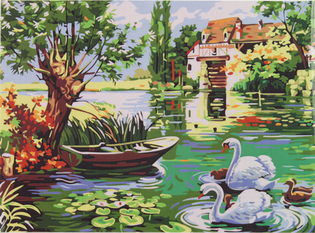 Живопись по номерам акриловыми красками «Azart», 30*40 см, «Лебединый пруд»