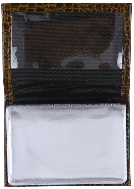Визитница из натуральной кожи «Кинг» 4336, 105*70 мм, 1 карман, 18 листов, рифленая коричневая
