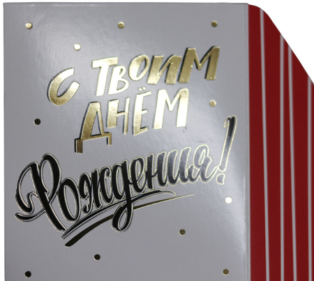 Открытка-конверт «Мир поздравлений», 84*168 мм, «С твоим Днем рождения!», выборочное тиснение фольгой