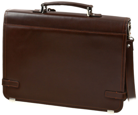 Портфель деловой из натуральной кожи Versado Б424, 280*375*90 мм, коричневый