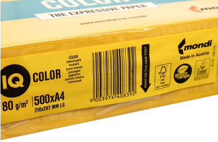 Бумага офисная цветная IQ Color, А4 (210*297 мм), 80 г/м2, 500 л., горчичный Бумага офисная цветная IQ Color, А4 (210*297 мм), 80 г/м2, 500 л., горчичный