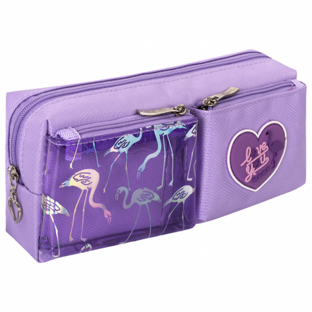 Пенал-косметичка однокамерный «Юнландия» Flamingo, 200*60*80 мм, фиолетовый Пенал-косметичка однокамерный «Юнландия» Flamingo, 200*60*80 мм, фиолетовый