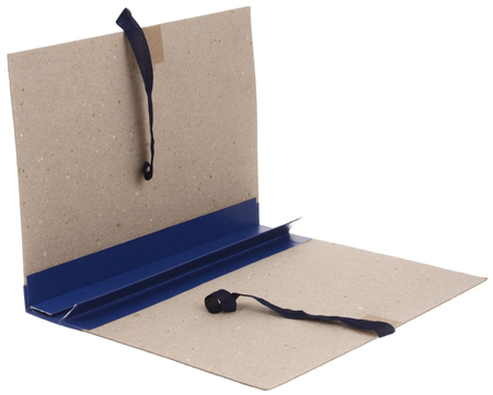 Папка архивная из картона со сшивателем (без шпагата) на завязках, А4, ширина корешка 40 мм, плотность 1240 г/м2, синяя