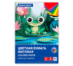 Бумага цветная односторонняя А4 Brauberg, 8 цветов, 8 л., матовая, «Лягушонок»