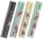 Линейка пластиковая Brauberg, 15 см, «Милые коты», ассорти