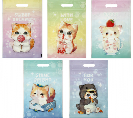 Пакет подарочный Meshu с застежкой ZipLock, 15*22 см, 35 шт., Cute Kitten