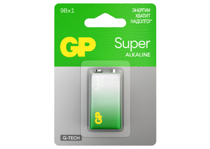 Батарейка щелочная GP Super G-Tech, 6LR61, 9V, тип «Крона»