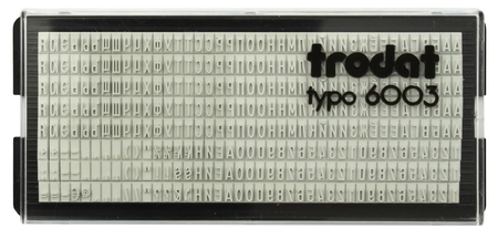 Касса символов для самонаборных штампов Trodat typo 6003, 328 символов, высота 3 мм, шрифт русский