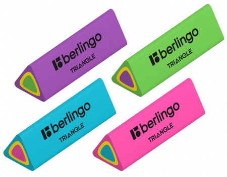 Ластик Berlingo Triangle, 44*15*15 мм, треугольный, ассорти (цена за 1 шт.)