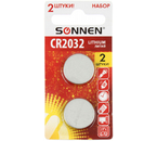 Батарейки литиевые дисковые Sonnen Lithium, CR2032, 3V, 2 шт.