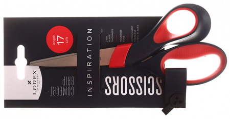 Ножницы канцелярские Lorex Comfort-Grip Inspiration, 170 мм, ручки темно-синие с красным