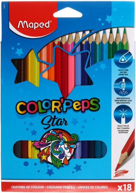 Карандаши цветные Color peps, 18 цветов, длина 175 мм, ассорти 
