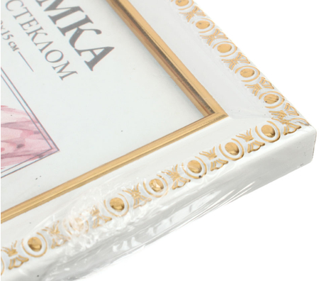 Фоторамка пластиковая OfficeSpace №9, 10*15 см, белая с золотистым Фоторамка пластиковая OfficeSpace №9, 10*15 см, белая с золотистым