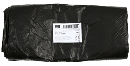 Пакет-майка OfficeClean , 45+30*75 см, 25 мкм, 100 шт., черный