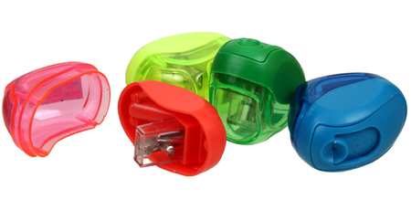 Точилка пластиковая Prof-Press, 1 отверстие, с контейнером, ассорти