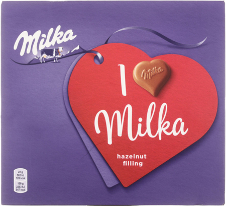 Конфеты Milka , 110 г, молочный шоколад с ореховой начинкой