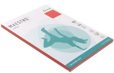 Бумага офисная цветная Maestro (формат А4 в упаковке по 100 листов), А4 (210*297 мм), 80 г/м2, 100 л., кораллово-красная