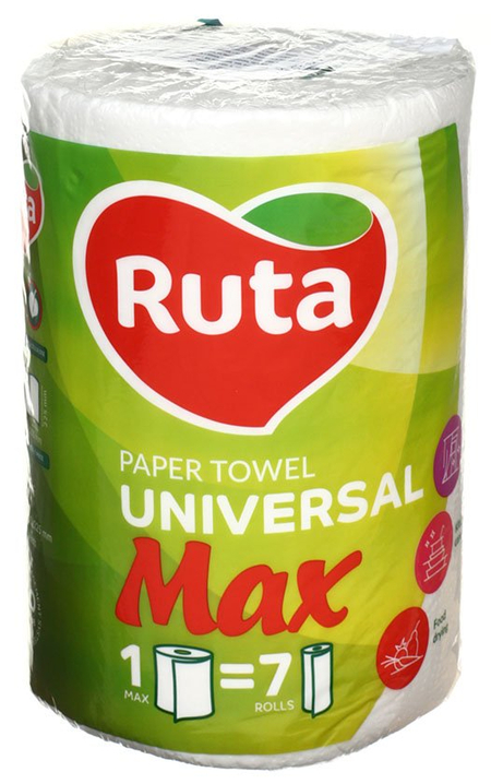 Полотенца бумажные Ruta (в рулоне), 1 рулон, ширина 230 мм, Max, белые