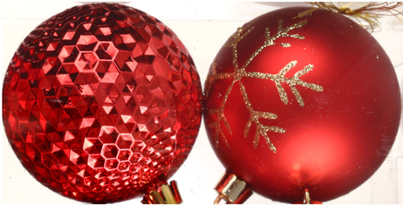 Набор шаров новогодних «Рельеф снежинка» (пластик), диаметр 7 см, 8 шт., красный