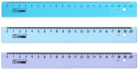 Линейка пластиковая «Стамм», 20 см, прозрачная, ассорти (цена за 1 шт.)