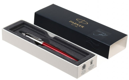 Ручка подарочная гелевая Parker Jotter Kensington Red CT, корпус красный с серебристым 