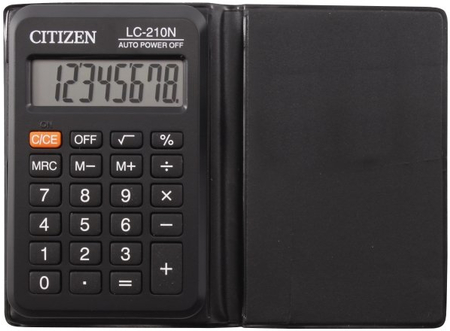 Калькулятор карманный 8-разрядный Citizen LC-210N, черный