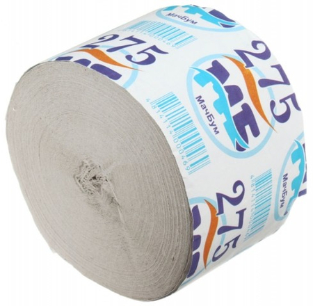 Бумага туалетная «МачБум», 1 рулон, ширина 85 мм, «275», серая