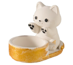 Подсвечник гипсовый Sima-Land, 8,5×7×5,5 см, «Котик», белый с росписью