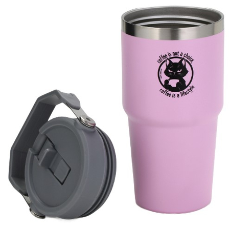 Термостакан Sima-Land, 600 мл, Coffee, розовый (с ручкой)