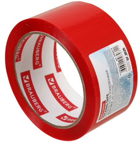 Клейкая лента упаковочная цветная Brauberg, 48 мм*66 м, толщина ленты 45 мкм, красная Клейкая лента упаковочная цветная Brauberg, 48 мм*66 м, толщина ленты 45 мкм, красная