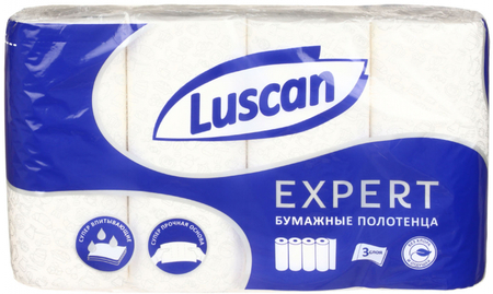 Полотенца бумажные Luscan Expert (в рулоне), 4 рулона, ширина 225 мм, белые