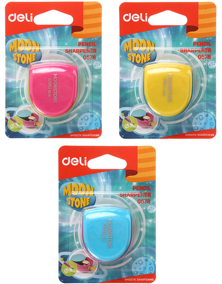 Точилка пластиковая Moon Stone, 1 отверстие, с контейнером, ассорти (цена за 1 шт.)