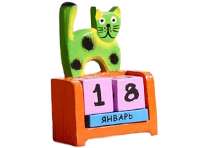 Календарь деревянный настольный, 11×7×4 см, «Котик» (рус.яз.: месяцы)