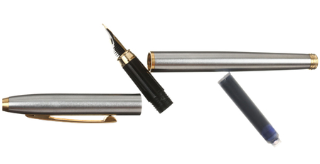 Ручка подарочная перьевая Sterling, корпус серебристый, синяя Ручка подарочная перьевая Sterling, корпус серебристый, синяя